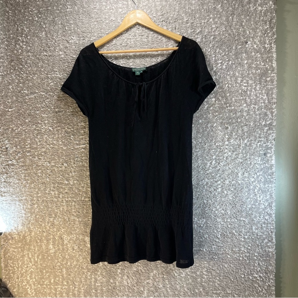 Lauren Jeans Company Ralph Lauren Women's Medium Linen Black Top Shirt‎ Cover Up